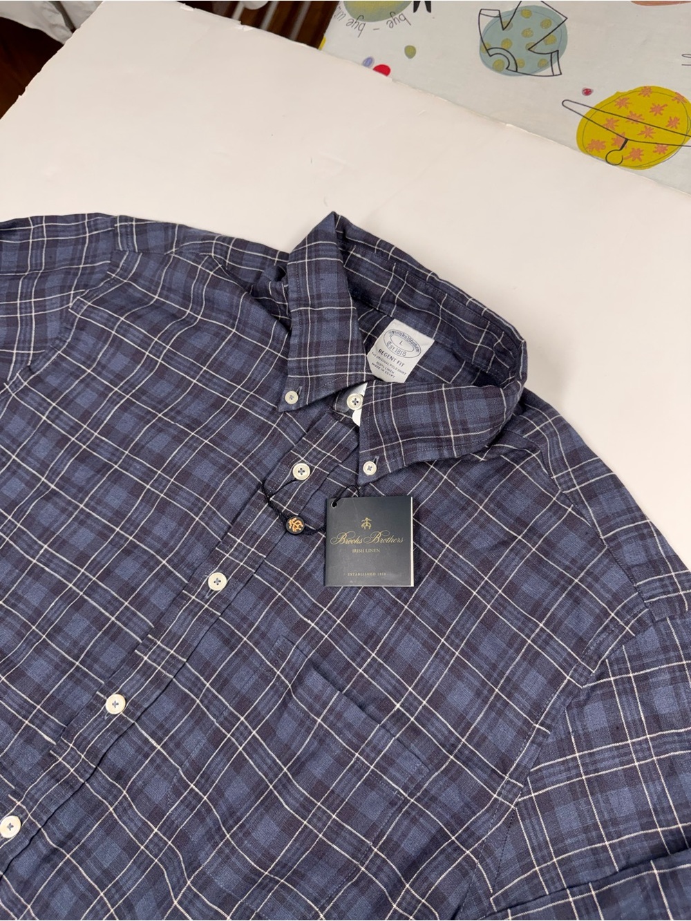 NEW Brooks Brothers Regent Mens Long-Sleeve Irish Linen Button Up Shirt Large